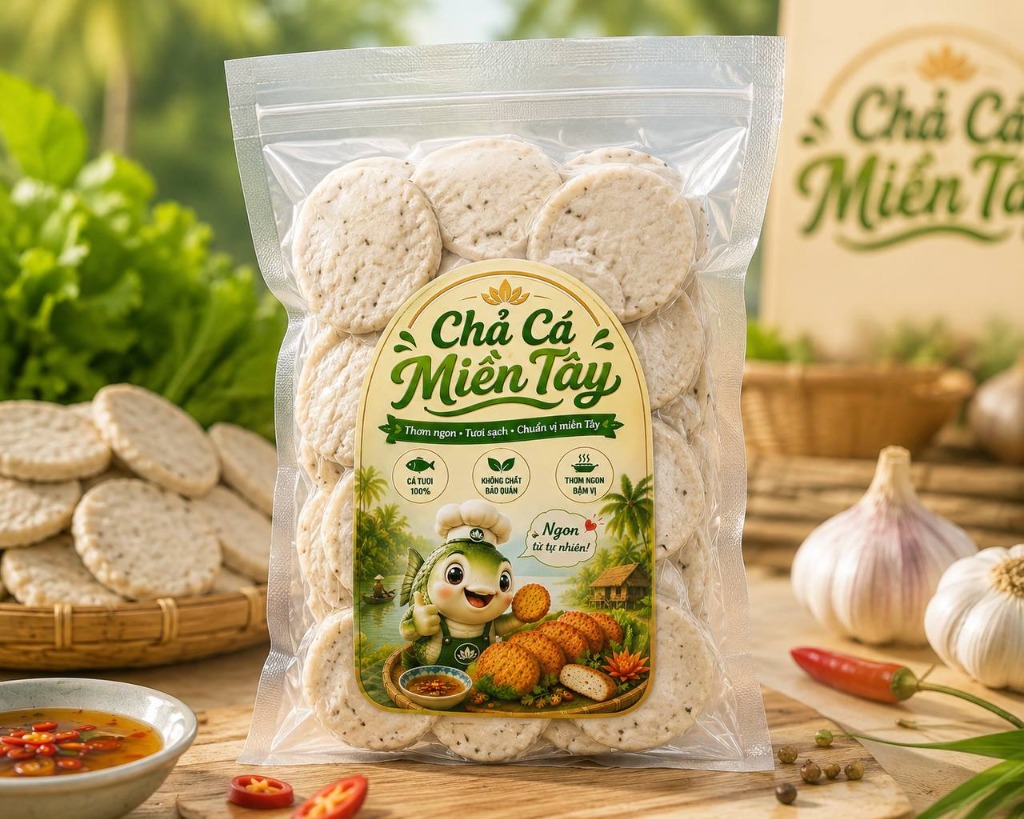 Chả cá hấp tươi ngon nguyên chất Miền Tây — chả cá thác lác hấp chín, đóng gói hút chân không 1kg
